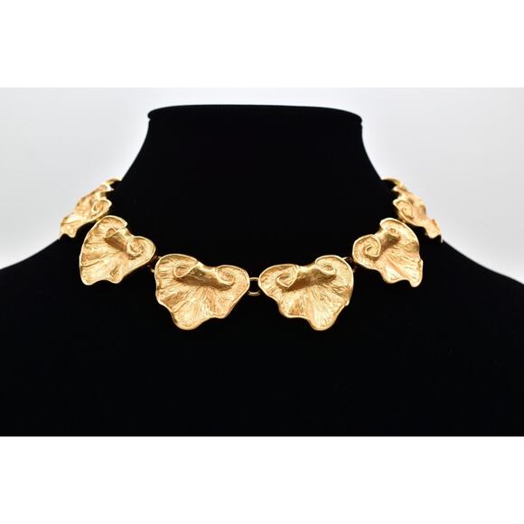 YSL Goosens Vintage Collar Necklace Brushed Gold Chunky Numbered Signed Bin7B - Picture 1 of 12
